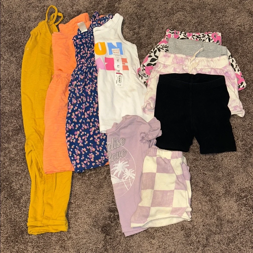 Toddler girl 2T spring/summer dress, tank top, shorts, matching set bundle!!